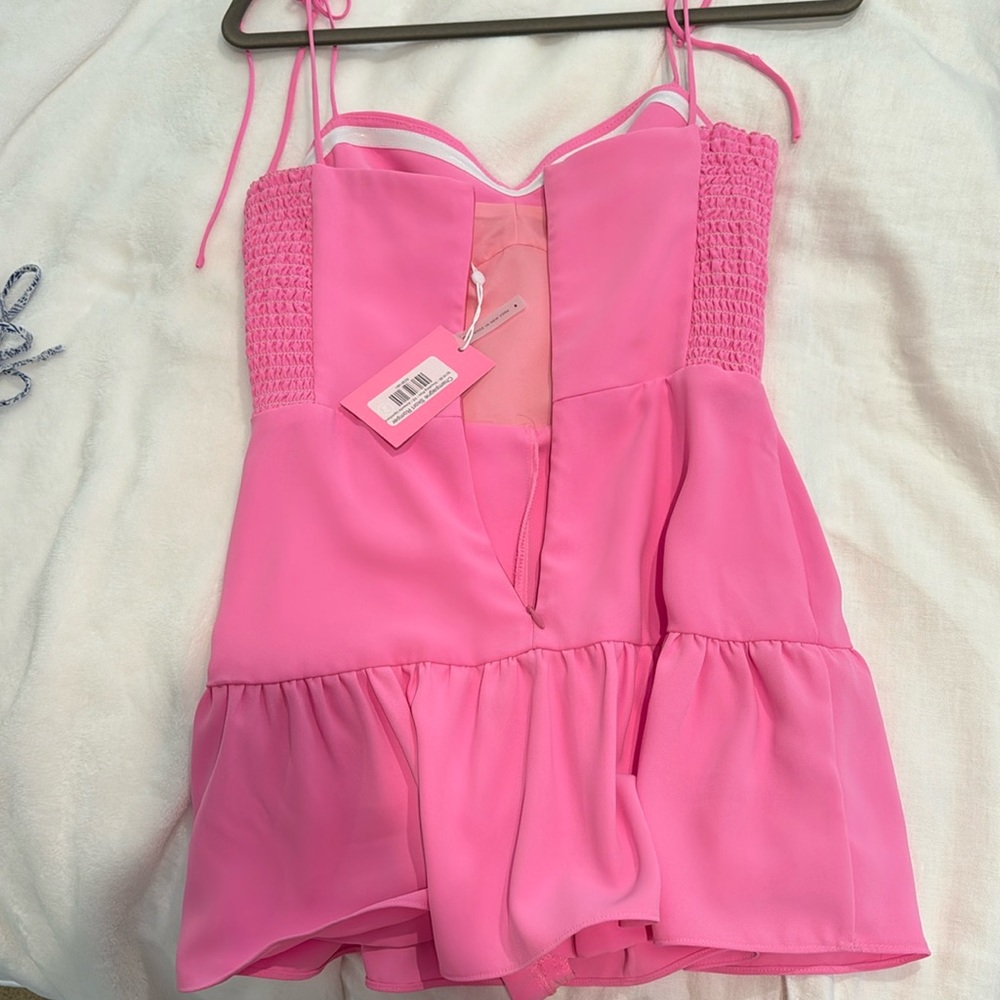 Amanda uprichard champagne skort romper xs, shocking pink